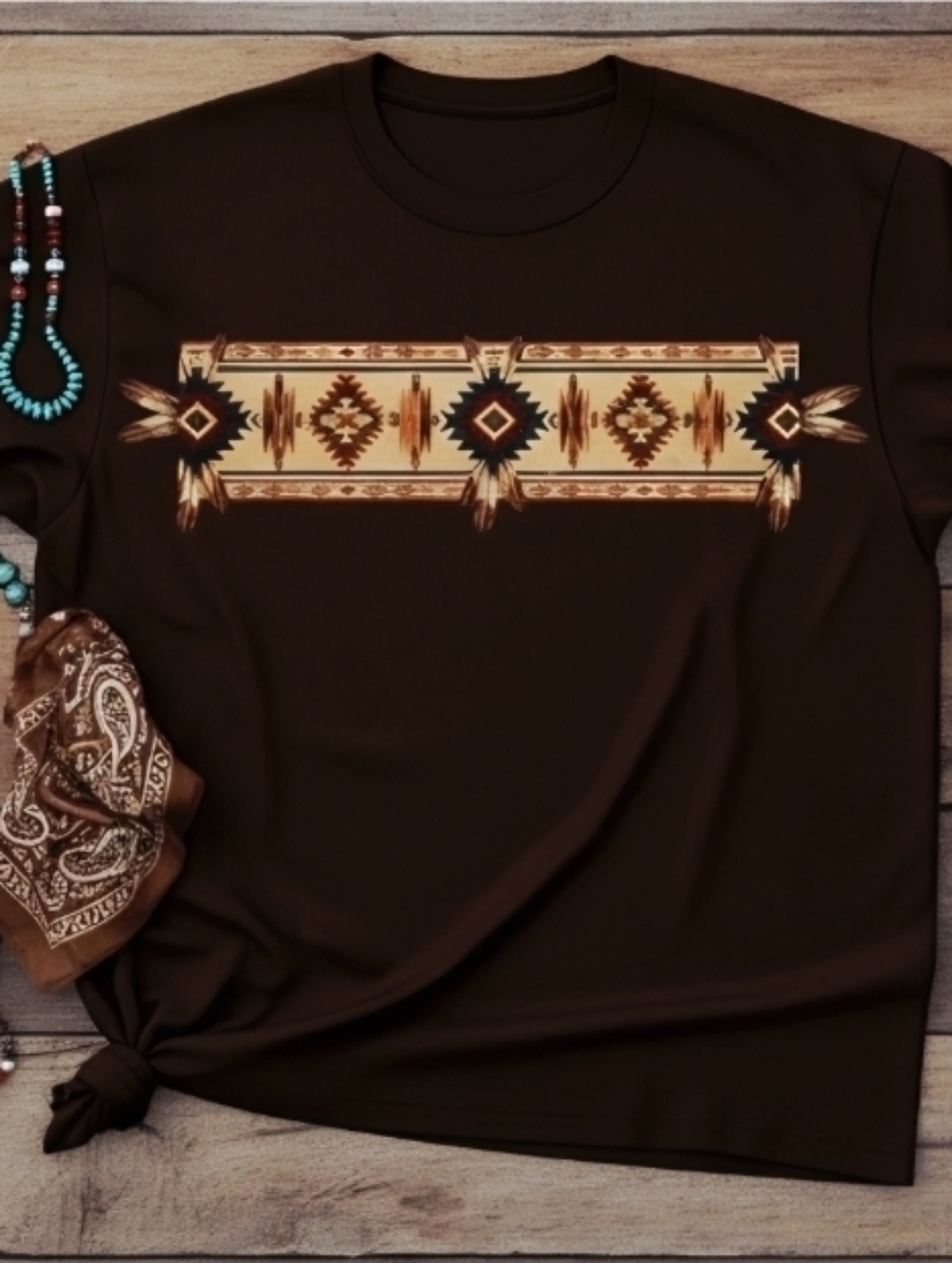 Southwestern Geometric Graphic Tee • Western Aztec Pattern Shirt • Boho Desert